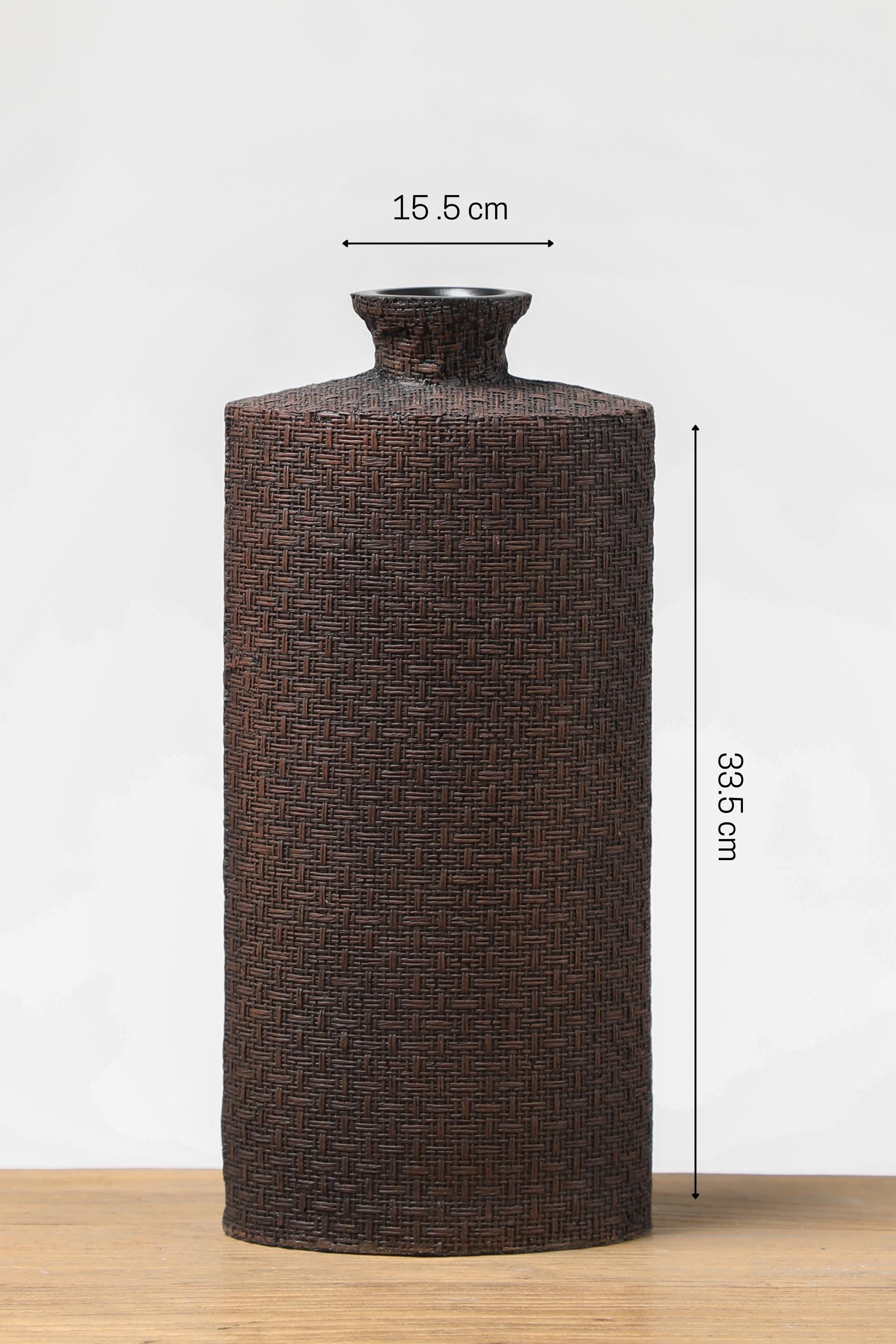 Cylinder shape resin flower vase for your home or office decor-Brown