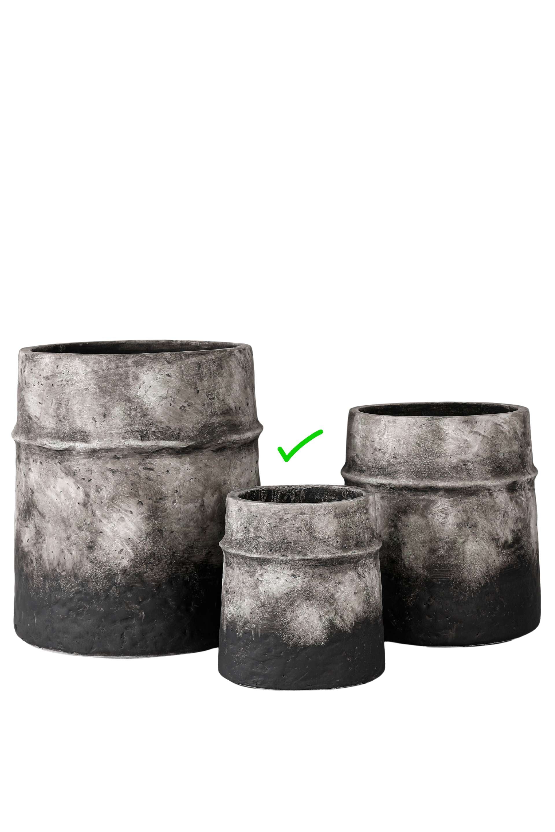 Rustic Charcoal Resin Planters - Black
