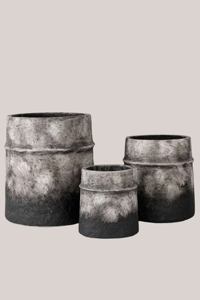 Rustic Charcoal Resin Planters - Black