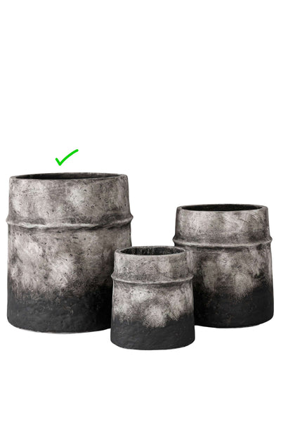 Rustic Charcoal Resin Planters - Black