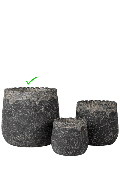 Rustic Cracked Texture Resin Planters-Black