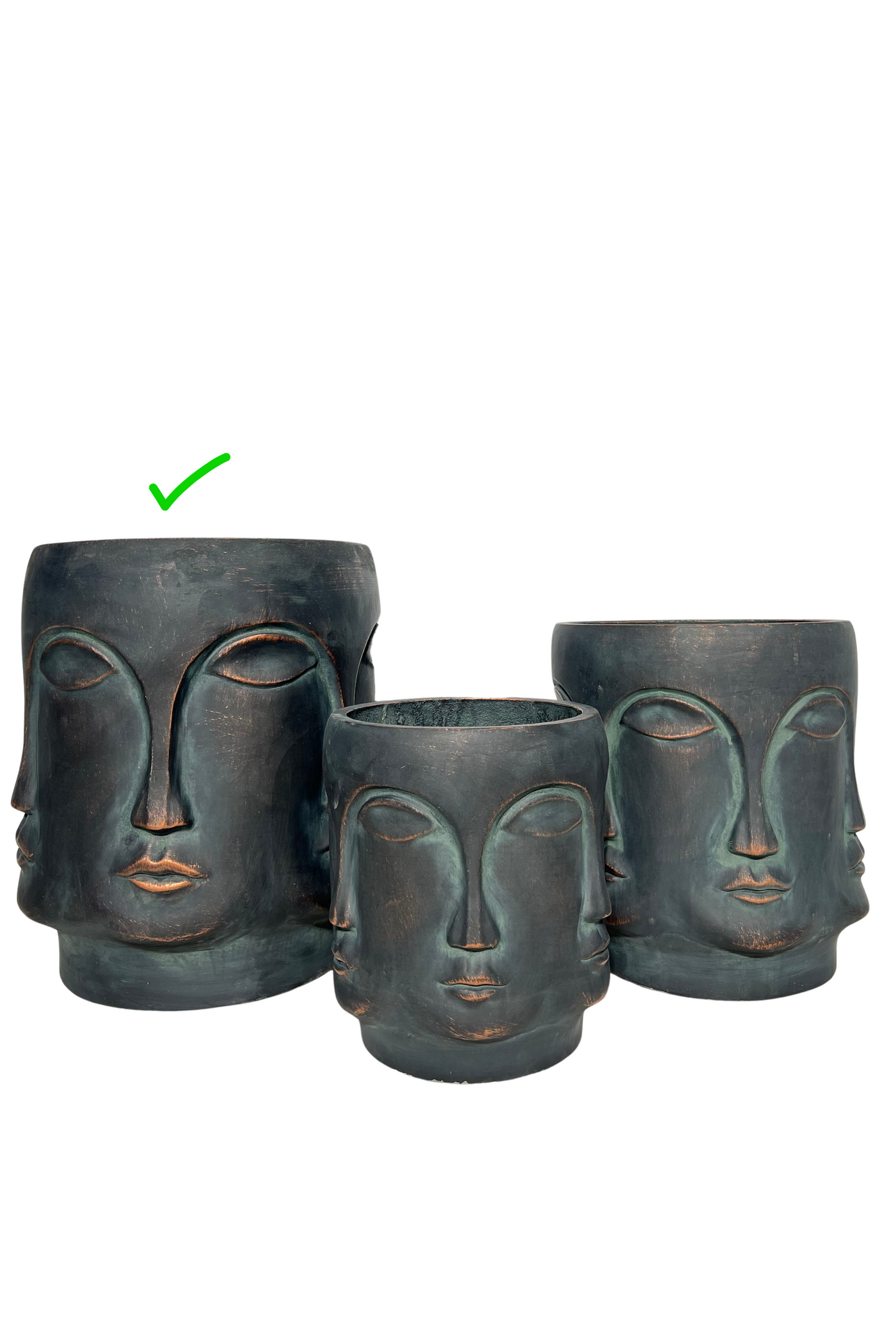 Modern Face Resin Planters - Black