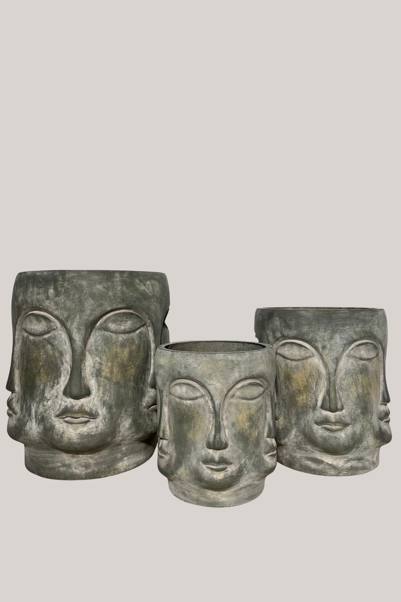 Modern Face Resin Planters - Grey