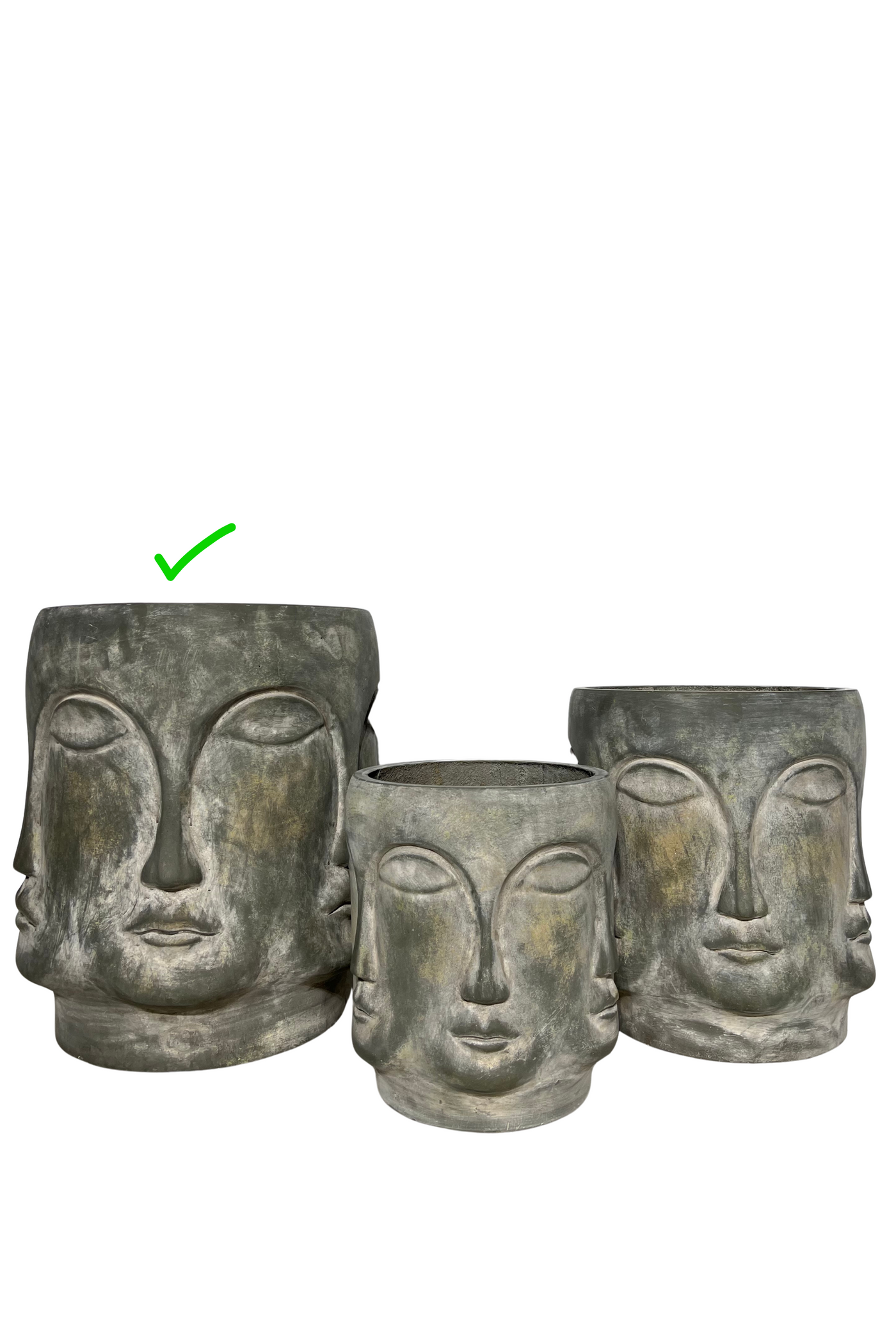 Modern Face Resin Planters - Grey