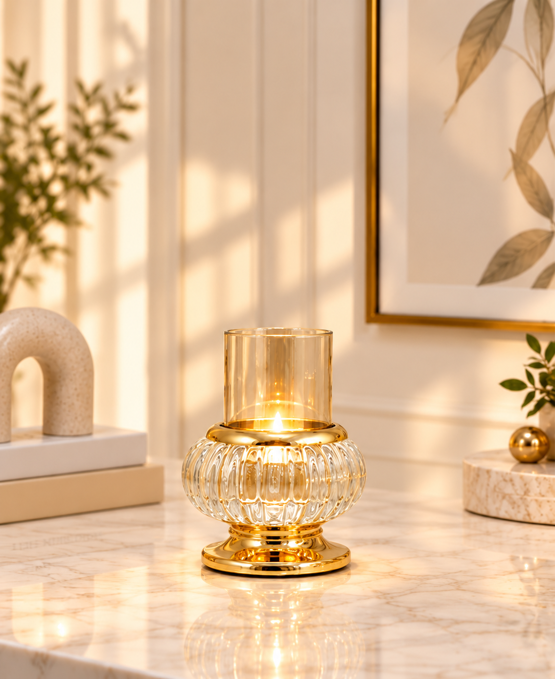 Aurelia Ribbed Decorative Candle Holder (Small)