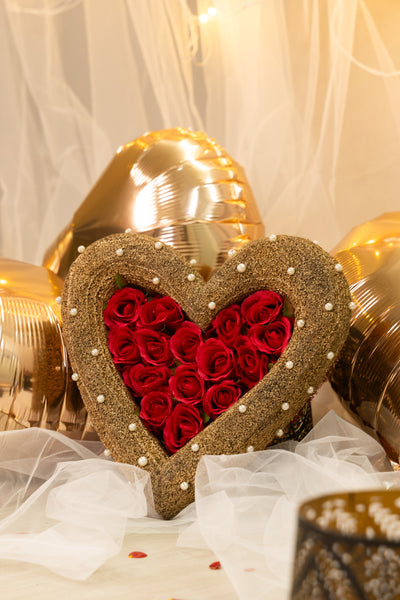 Golden Heart Rose Arrangement – The Ultimate Valentine’s Gift