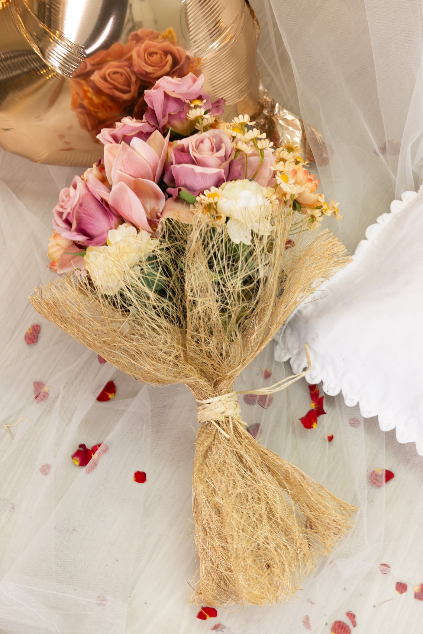 Everlasting Pastel Bouquet with Roses and Lilies