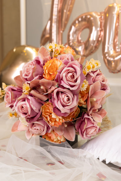 Everlasting Pastel Bouquet with Roses and Lilies