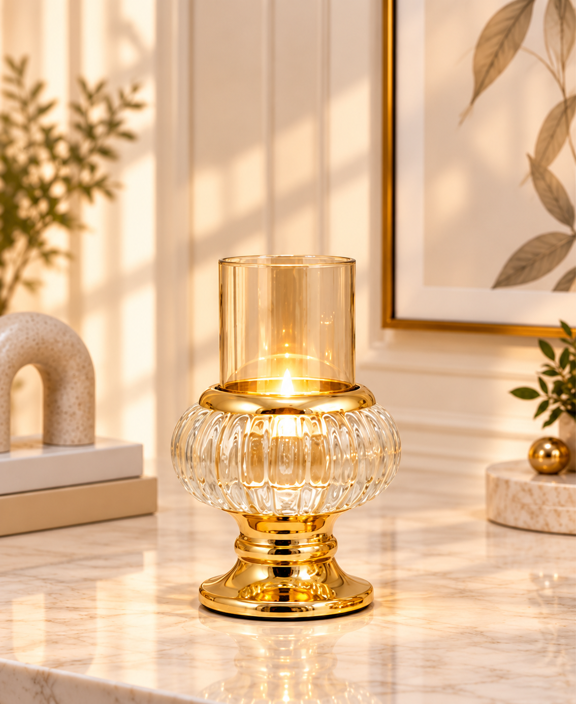 Aurelia Ribbed Decorative Candle Holder (Large)