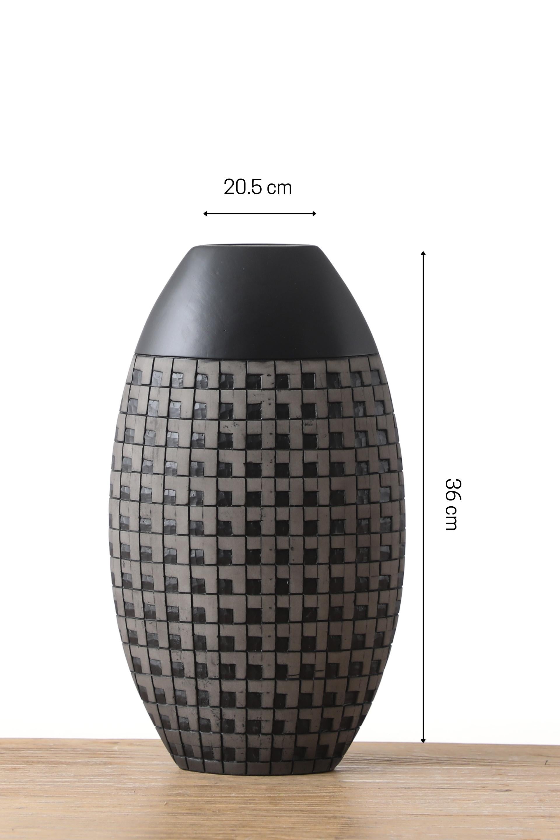 Beautiful Oval shaped  Resin vase for your home or office decor-Black