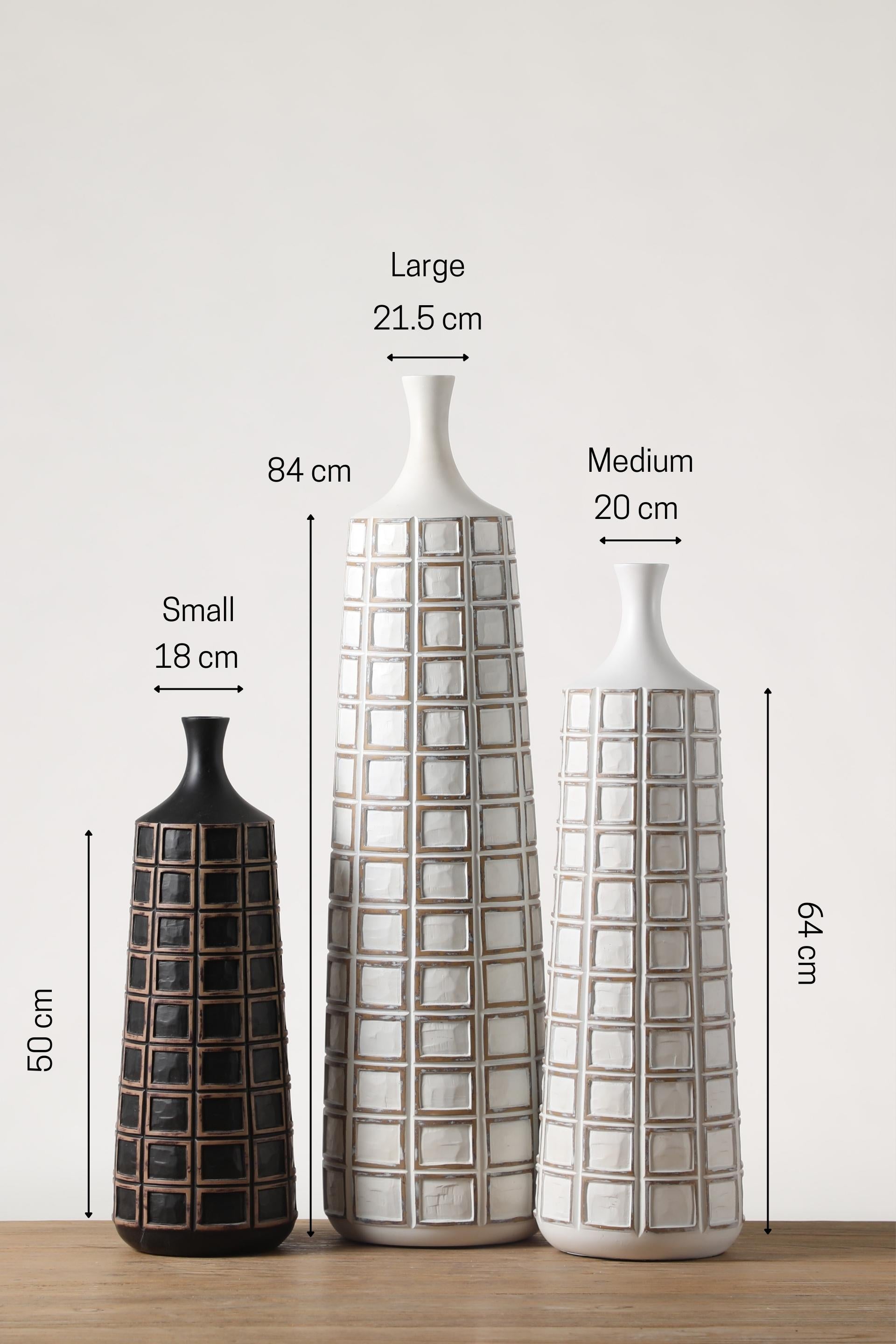 Square pattern tall resin vase for your home or office decor