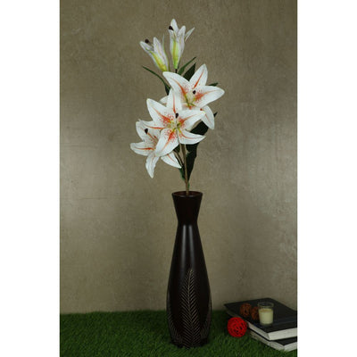 PolliNation Appealing Light-Pink Lily Artificial Flower Sticks Without Pot Pack of 2 ( 3 Heads, 2 Buds )