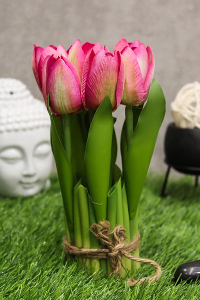 PolliNation Stunning Artificial Tulip Flower Bunch For Valentine Gift To Your Love Ones (Pack of 1 )