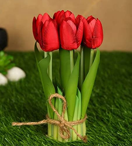 PolliNation Stunning Artificial Tulip Flower Bunch For Valentine Gift To Your Love Ones (Pack of 1 )