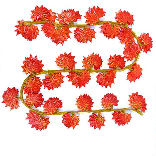 Pollination Attractive Artificial Hanging Flower Orange Maple Garland Creeper for Wall Hanging |Decoration |Home Decor (Pack of 4 strings, 6 feet)