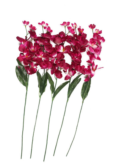 PolliNation Artificial Orchid Flowers without Pot for Home Decoration (Pack Of 5, 26 Inch)