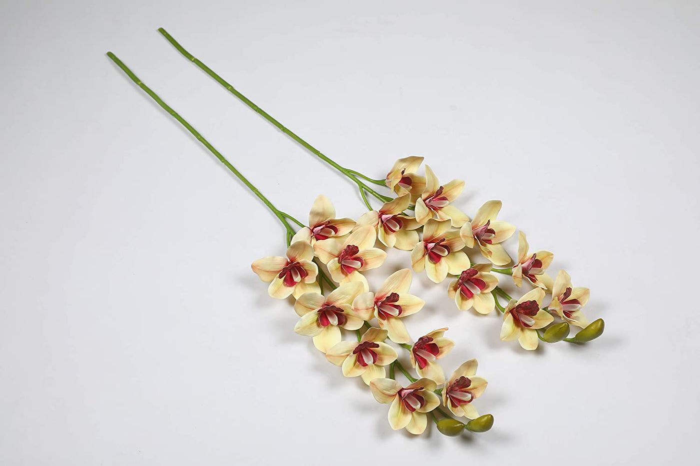 PolliNation Beautiful Artificial Brown Cymbidium Orchid Flower for Home Decoration (Pack of 2, 35 Inch) - Artificial Flowers & Plants - PolliNation