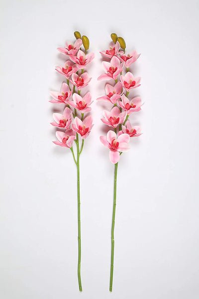 PolliNation Beautiful Artificial Cymbidium Orchid Flower for Home Decoration (Pack of 2)