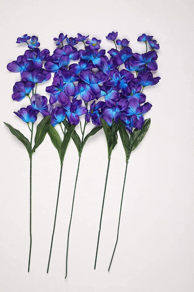 PolliNation Artificial Orchid Flowers without Pot for Home Decoration (Pack Of 5, 26 Inch)
