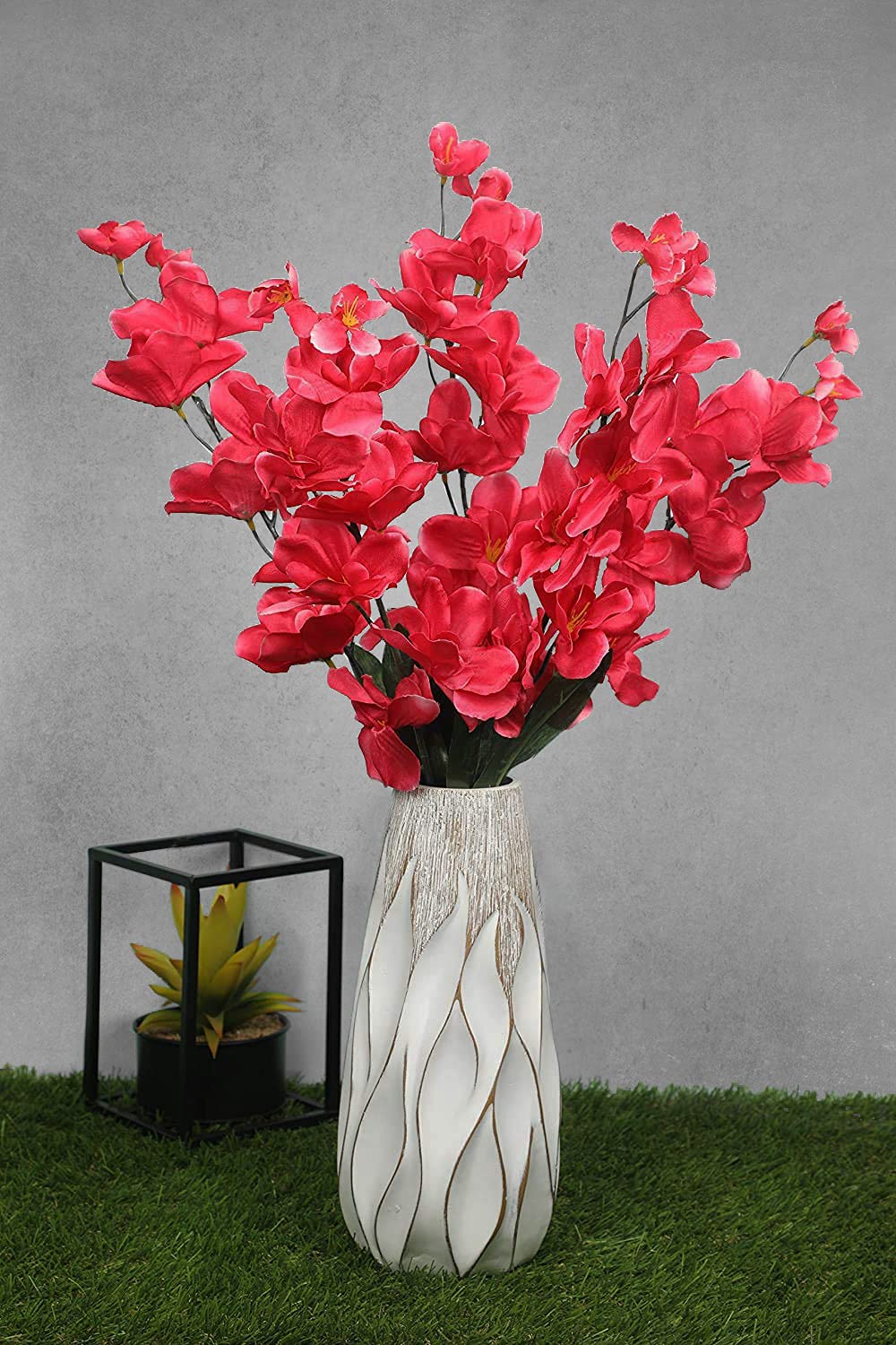 PolliNation Artificial Orchid Flowers without Pot for Home Decoration (Pack Of 5, 26 Inch)