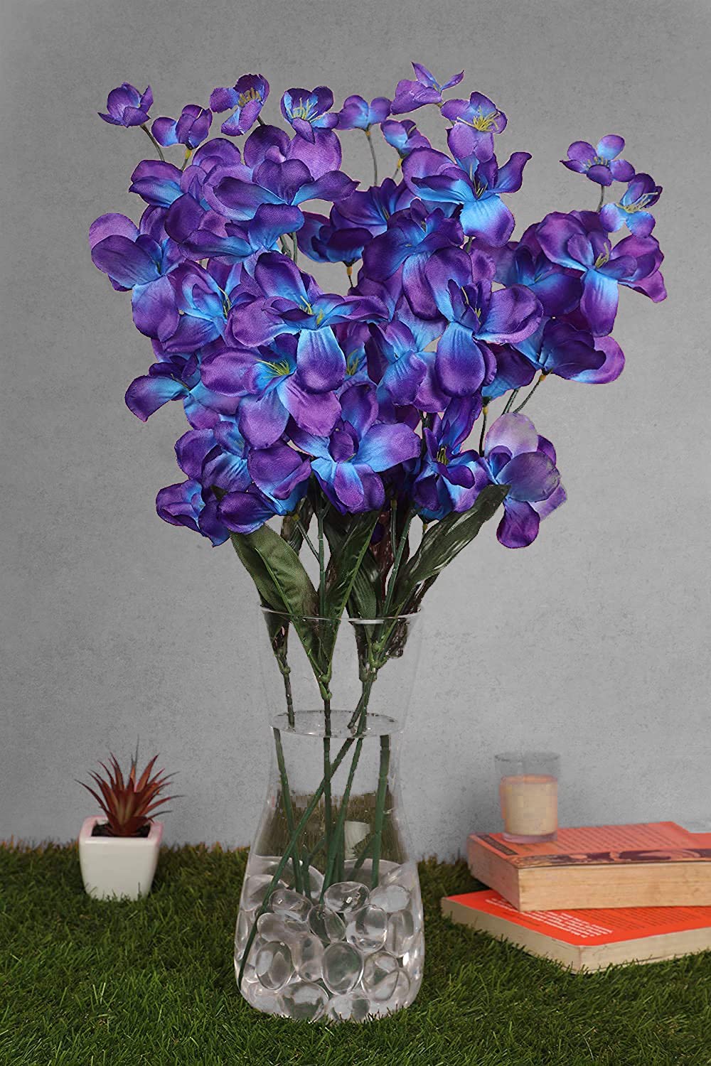 PolliNation Artificial Orchid Flowers without Pot for Home Decoration (Pack Of 5, 26 Inch)