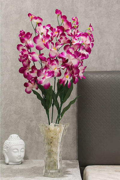 PolliNation Artificial Orchid Flowers without Pot for Home Decoration (Pack Of 5, 26 Inch)