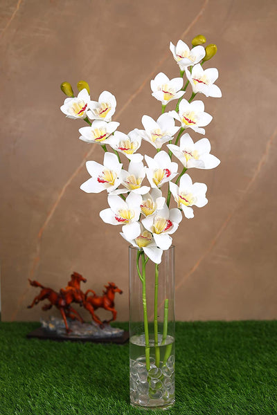 PolliNation Beautiful Artificial Cymbidium Orchid Flower for Home Decoration (Pack of 2)