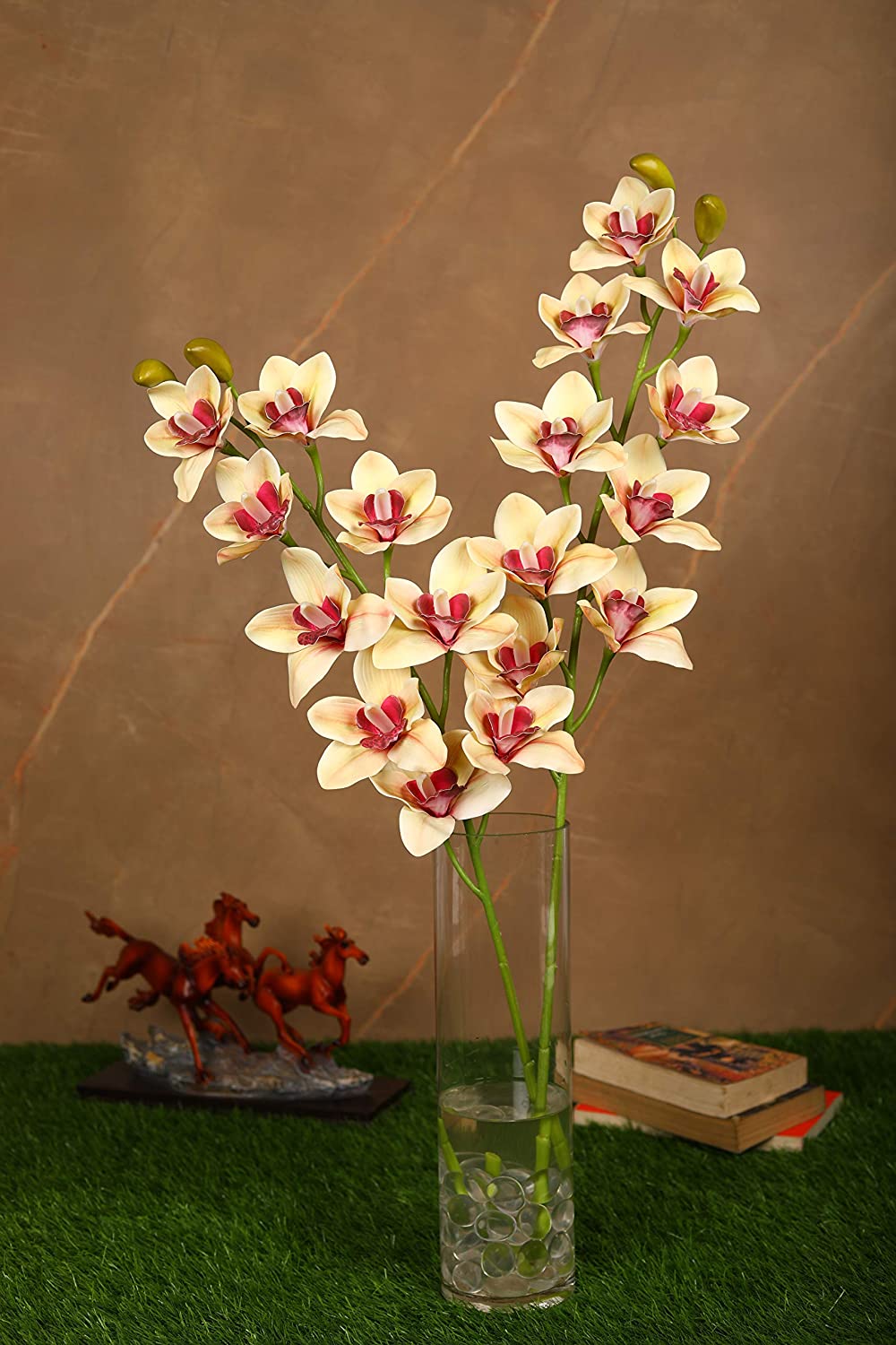 PolliNation Beautiful Artificial Brown Cymbidium Orchid Flower 