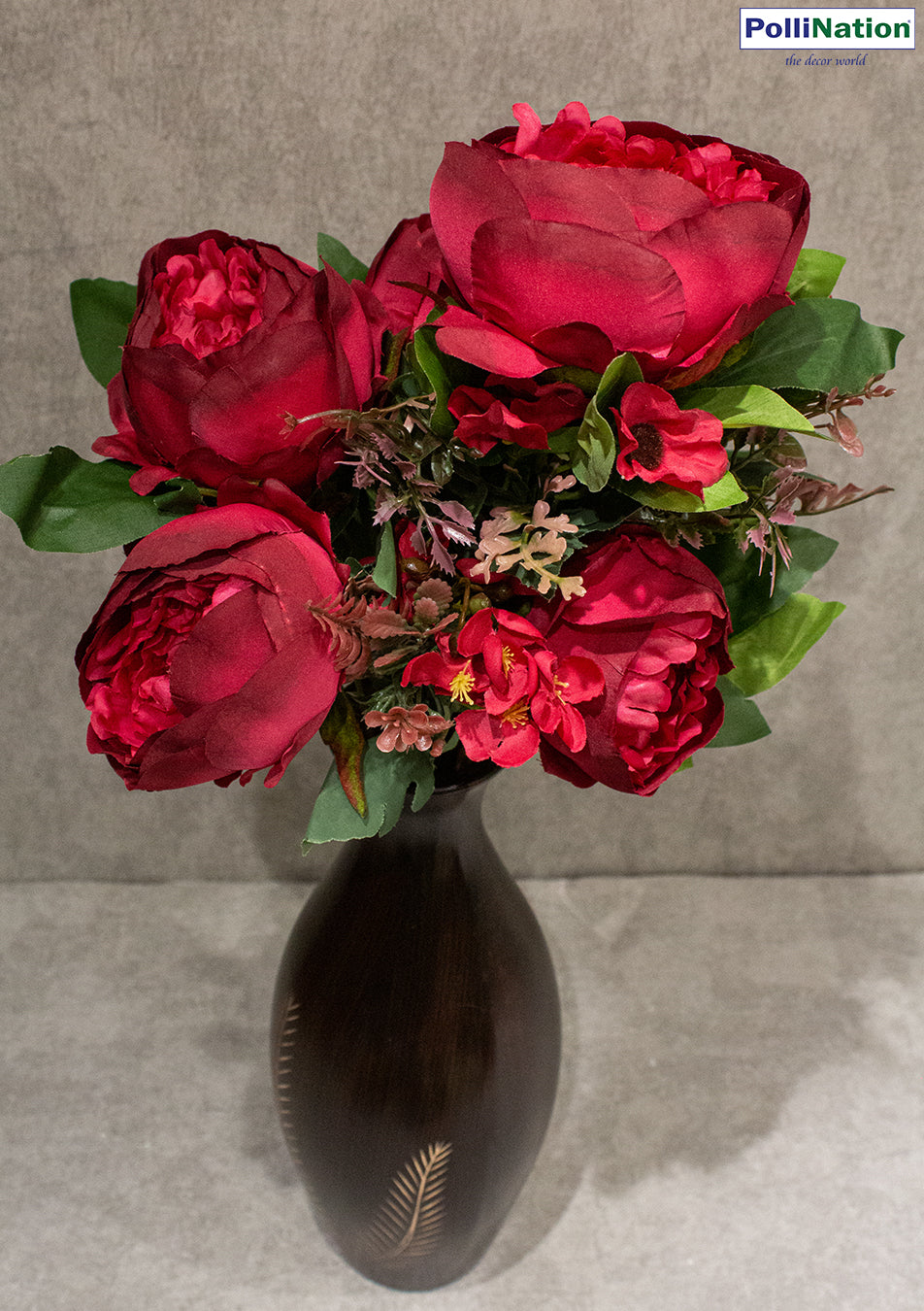 PolliNation Peony Artificial Flower Bunch without Pot for home Decoration (Pack of 1)