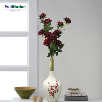 Pollination Stunning Rose Artificial Flower  (Pack of 2)