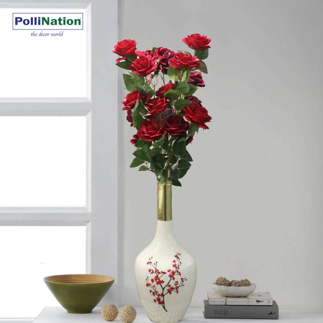 Pollination Stunning Rose Artificial Flower  (Pack of 2)