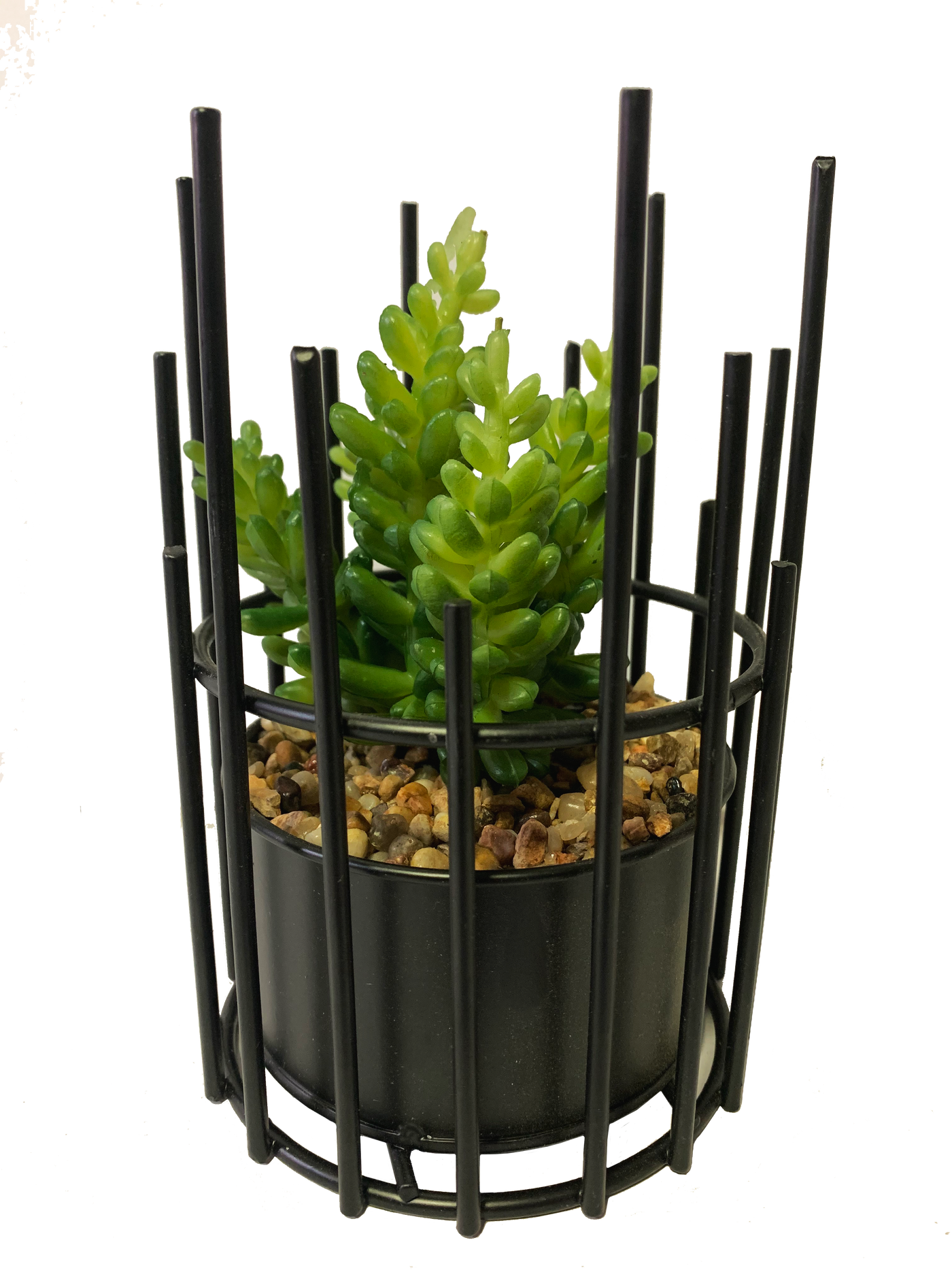 PolliNation Artificial Yellow Green Metallic Bonsai With Black Pot (Pack of 1)