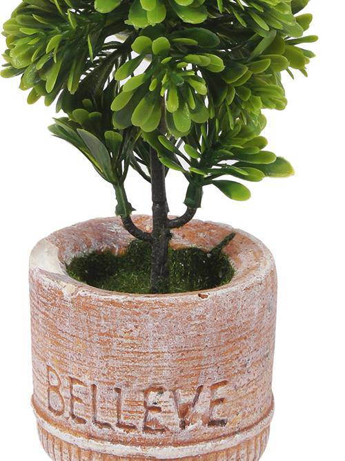 PolliNation Decorative Artificial Yellow Bonsai with Grey Resin Pot for Gifting Home Decor (Pack of 1, L 9 x W 9 X H 20 cm ) - Artificial Flowers & Plants - PolliNation
