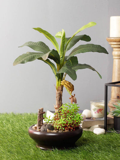 Artificial Banana Plant For Decoration With Ceramic Pot