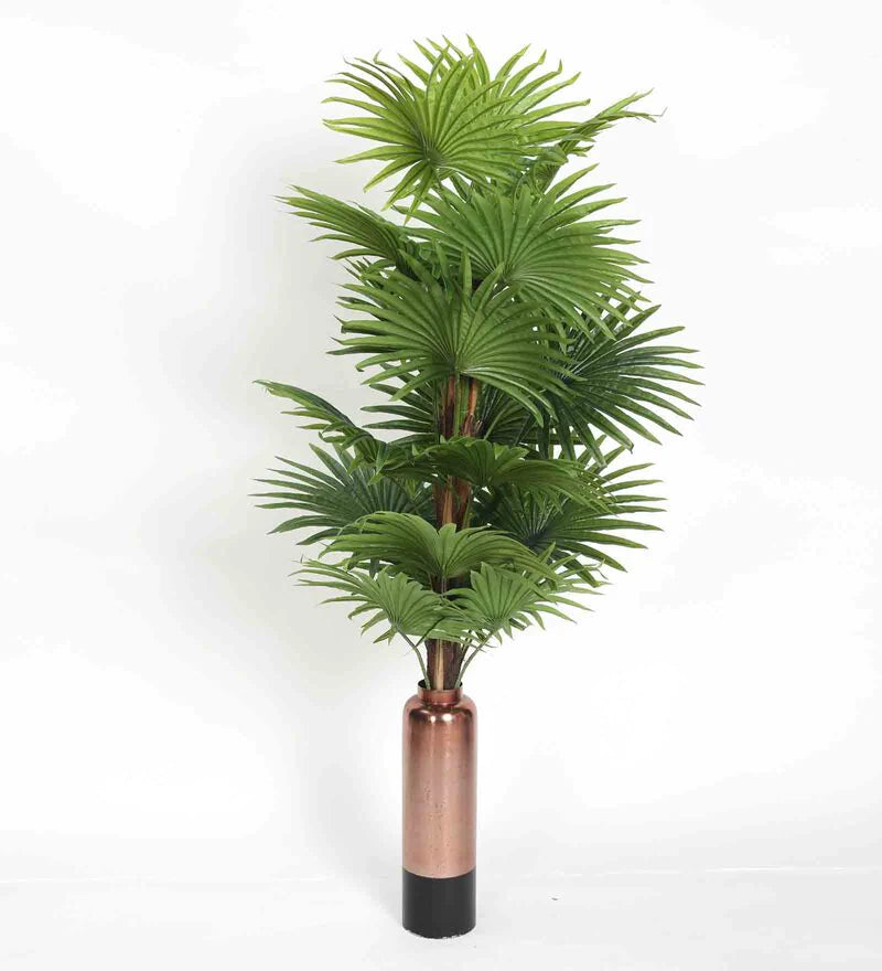 Pollination Green Artificial Bottle Fan Palm Plant Without Pot