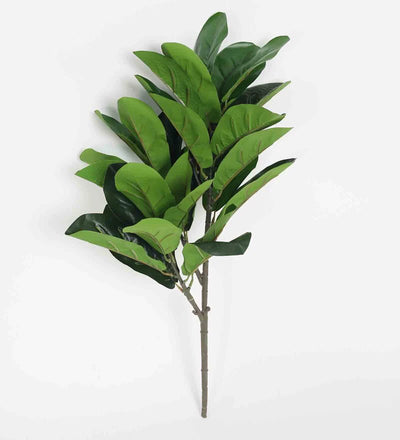 Green Polyster Artificial Rubber Floor Plant without Pot (2 FT, 30 Leaves)
