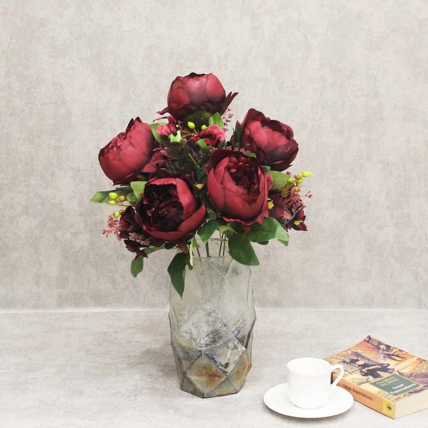 PolliNation Rose Artificial Flower Bunch without Pot for Home Decoration (Pack of 1, 7 Inch).