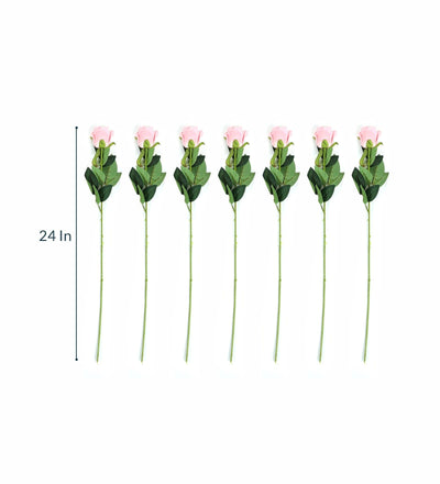 PolliNation Stunning Pink Rose Artificial Flower for Home (Pack of 7, 25 INCH) - Artificial Flowers & Plants - PolliNation