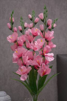 Pollination Attractive Artificial Gladiolus Flower Bunch Without Pot for Home Decoration (Pack of 1), Artificial flowers for home decoration