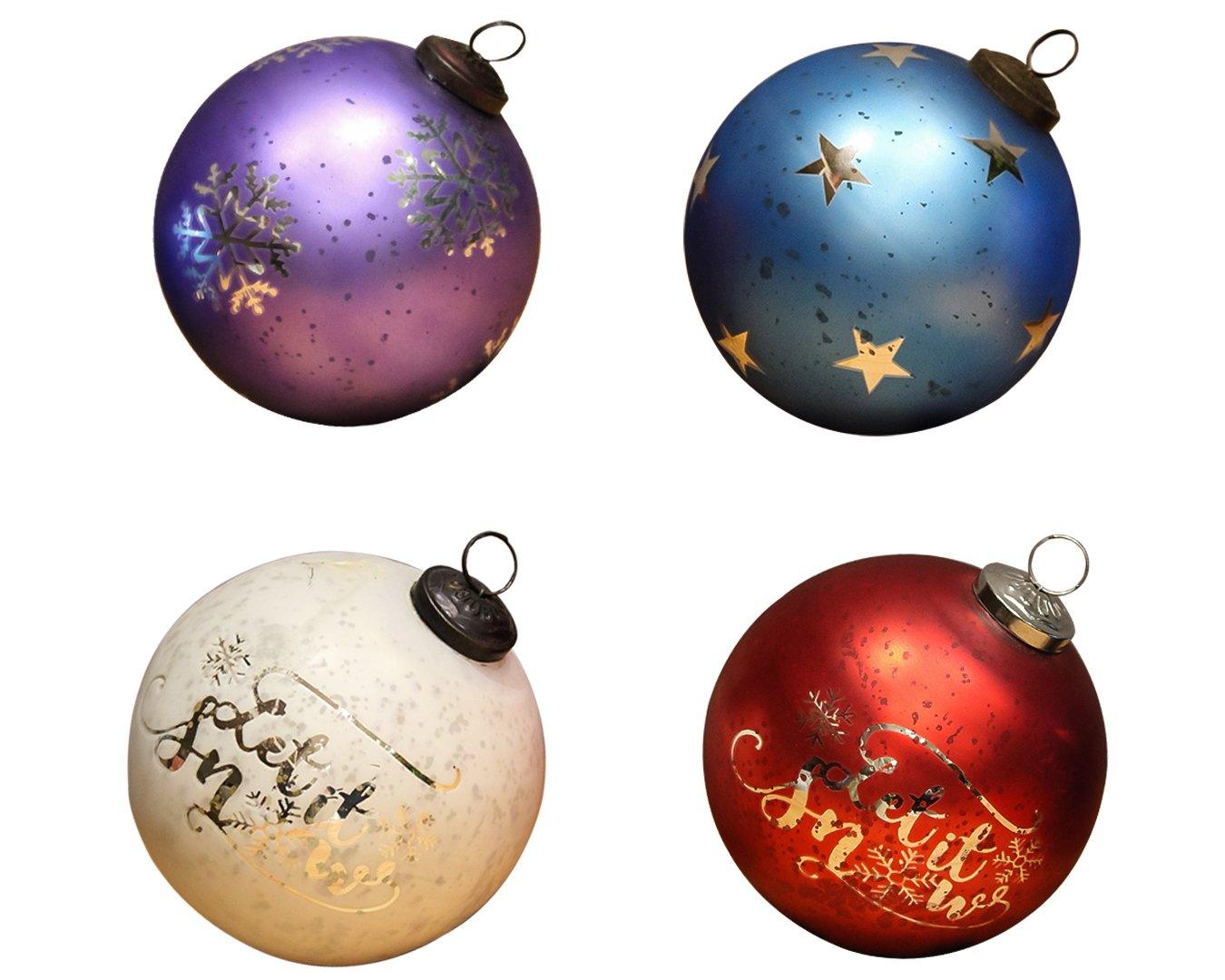 Christmas Decoration Baubles  , Christmas tree decoration item | Hanging Ball (set of 4 mix) - Artificial Flowers & Plants - PolliNation